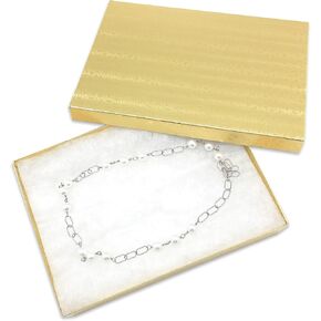 Thedisplayguys - 25 عبوة #53 علبة مجوهرات الورق الورقية المملوءة بالقطن - رقائق الذهب (5.4 "× 3.9" × 1.0 ") - للشحن أو التخزين