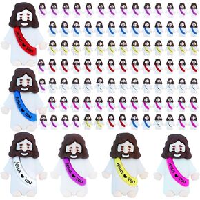 ILHSTY 200 Pcs Little Jesus Figures – Mini Rubber Jesus Toys Jesus Love You for Easter Egg Fillers Egg Hunts Religious Party Favors Gifts Hide and Seek Baptism Gifts Sunday School (Mix 10 Color *200)