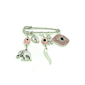 Pink Evil Eye Italian Horn Stroller Pin for Down