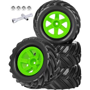 RC Truck Tires Wheel for 1/12 1/14 1/16 RC Trucks E-REVO MJXRC 16208 16209 16210 Summit REDCAT HPI SAVAGEGT-2XS Volcano-1,RC Drift Monster Truck Car Rubber Wheels and Tires,Green