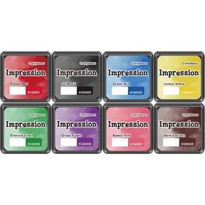 CraftyManor Mini Smudge Ink Pads for Stamps, Water Based Halo Dye Stamp Pad for Scrapbooking, DIY Craft Scrapbook Supplies for Adults (8 Colors)