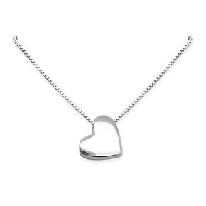 925 Sterling Silver Floating Heart Necklace for Women, Minimalist Solid Sterling Silver Heart Necklace, Layering Choker Necklace (16 inches + 2-inch extender)