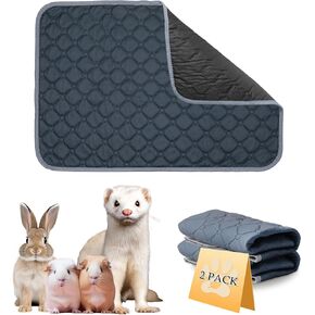 2 Pack Reusable Guinea Pig Cage Liners, 47" x 24" Washable Guinea Pig Pee Pads, Super Absorbent Waterproof Anti Slip Pee Pad, Guinea Pig Bedding Mat for Rabbit Hamster Small Animals - Blue