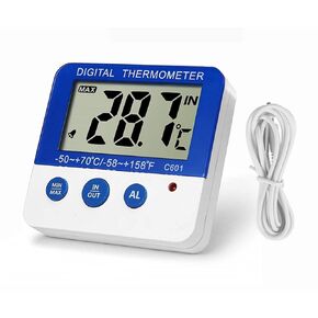 Fridge Fridge Fridge Thermoter Memory Memory Lxszrph High و Low Deford Servents مع مقياس حرارة التبريد الرقمي مع مؤشر LED مع مغناطيسي ، Stander (1Pack)