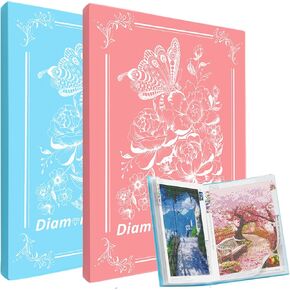 2 Pack A3 Storage Book for Diamond Painting, Diamond Art Portfolio Folder with 30 Pocket, Diamond Art Storage Book for 12"x16" Diamond Painting Photo Picture
