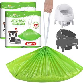 حقائب القمامة القط 50 العد المتوافقة مع Neakasa M1 و PetPivot Self Cleaning Cat Sterter Box استبدال أكياس النفايات مع الرباط الثقيلة مقاومة للتسرب 27 "× 13" in Kuwait