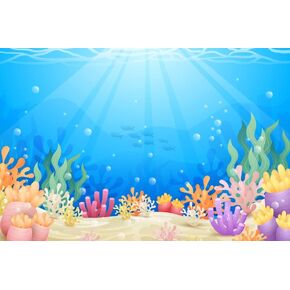 Yeele Underwater World Backdrop Under The Sea Colorful Coral Reef Decorations Background Ocean Aquarium Fairy Tale Party Backdrop Luau Birthday Baby Shower Banner Photo Booth 7x5ft