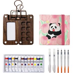 Mini Watercolor Paint Set, Portable Travel Watercolor Painting Pad Kit, Tiny Nano Pocket Artist Travel Water Color Paint Palette Set Mini Art Kit(Baby Panda)