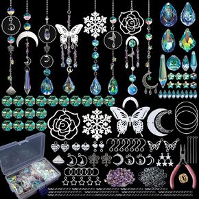 DIY Suncatchers, 400pcs Sun Catchers Making Supplies Kit Art and Crafts for Adults Hanging Prism Sun Catcher with Crystals Rainbow Maker for Indoor Window Home Wedding Garden Christmas Decor