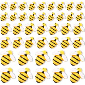 120Pcs Bumble Bee Decor Tiny 3D Flatback Bees Small Mini Resin Bees Charm Embellishments for Honey Themed Decor Birthday Party Wreath Art DIY Crafts Home Table Decoration