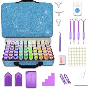 Waykape 70 Slots Diamond Painting Storage Box, Diamond Art Tools and Accessories Organizer for 5D Diamonds, Rhinestones – Portable, Shockproof Craft Storage Container, Premium Glitter Black Matte Case in Kuwait