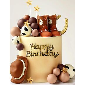 JeVenis Cowgirl Cake Topper Cowboy Western Cake Decorations Cowgirl Hat Birthday Cake Topper Cowgirl Boots Cow Balls Cake Topper