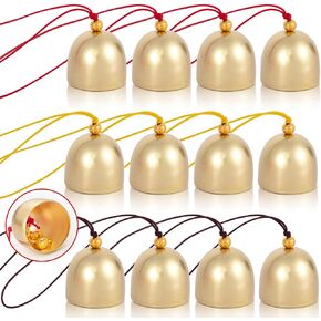 ygaohf 12 pcs أجراس الذهب ، أجراس عتيقة مع حبل معلقة ، أجراس للحرف ، أجراس عيد الميلاد للديكور ، مثالي للأبواب ، النوافذ ، غرف المعيشة ، أشجار عيد الميلاد ، الزهور ، الحدائق ، الرياح