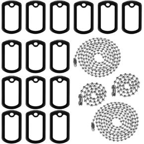 15pcs الكلب العلامة الكبريت العلبة العلبة السيليكون مع 4 سلاسل الجيش الأسود العلامات الكلب العلامات العسكرية العلامات الحامي الحافة المهددة منع الضوضاء والخدش مجوهرات القلادة للحد من الضوضاء