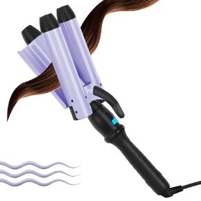 32mm (1.25") Aima Beauty Twins Mermaid Waves Hair Waver, Anti-Scald 2 Barrel Curling Iron, Hair Crimper, Ionic Care Wave Iron 15S Heats Up for Short/Medium/Long Hair Light Green