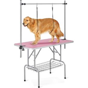 جدول ياهيتش 46 '' Pet Grooming Table للكلاب الكبيرة قابلة للتعديل ارتفاع طاولة تجفيف الجدول مع ذراع/حبل/شبكة الصينية الحد الأقصى حتى 265 رطل ، أسود ، أسود