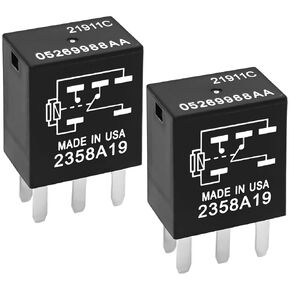 Relay 05269988AA (Set of 2), 5 Pins 12V 10A Automotive Multipurpose Relay Compatible for Chrysler, Dodge, Jeep, and Plymouth Vehicles