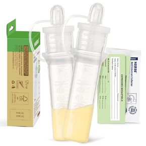 haakaa Silicone Colostrum Collector Set Ready-to-Use Silicone Colostrum Collector Reusable to Collect, Feed & Store, with 2 Clear Storage Cases & 2 White Cotton Wipe (0.1oz/4ml, 12 PK)