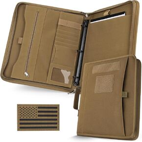 Tactical Notebook Portfolio Padfolio Ring Binder with Zipper Army Military Notebook Planner Contains 25 Sheets A4 Letter Paper and Detachable 3-Ring Binder Multi-Storage Handle Bag for Out-work