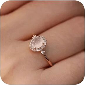Sdouefos Bohemia Moonstone Ring 14k Rose Gold مطلي 925 Sterling Silver Raw Rainbow Rings Moonstone Rings Opal Diamond Ring