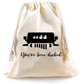 LANBAIHE You've Been Ducked | Rubber Duck Drawstring Bag | Duck Duck Bag | Reusable Rubber Duck Bag | 13 x 10 inches | Great Gift for Any Duck Enthusiast | Rubber Duck Bag, Off White