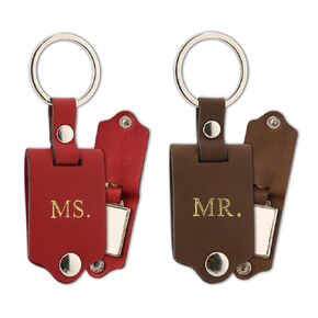 2 Pcs Leather Picture Keychain for Couple, DIY Craft Gifts Key Ring with Blank Photo Frame,Key Chain for Dad Husband Men Women, Red&Brown