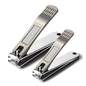 BEZOX Toe Nail Clippers for Seniors for Thick Nails - Ergonomic Angled Head Toenails Clipper for Thick Toenails, Easy Trimming Finger Nails Clipper for Adult with Catcher - Silver