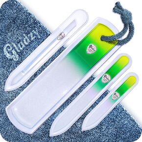 مجموعة ملفات الأظافر الزجاجية التشيكية الأصلية - Remover Remover Foot Rasp ، عصا Manicure Puticle ، من جانب مزدوج على سطح الحصى المحفور ، أداة رعاية الأظافر المهنية ، مصنوعة في الاتحاد الأوروبي