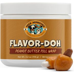 Flavor-Doh - Flavored Pill Wrap for Dogs to Hide Capsules and Create Pill Treats for Dogs - Easy-to-Use Treat Paste for Pet Medication - Peanut Butter (4.2oz)