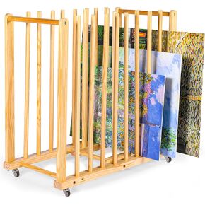 Art Storage Rack and Art Rack and Studio Storage Organizer for Canvases – Paint Drying Rack with Adjustable Panels, Handles & Caster Wheels for Artwork - Canvas Boards - Frames & Prints