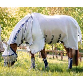Horseware Ireland Rambo Protector Silver ، Navy ، White and Beige Fly Sheet 81