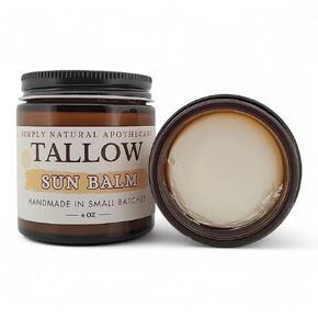 Natural Grass-Fed Tallow Sun Balm with Non-Nano Zinc Oxide, Chemical-Free Skin Protection