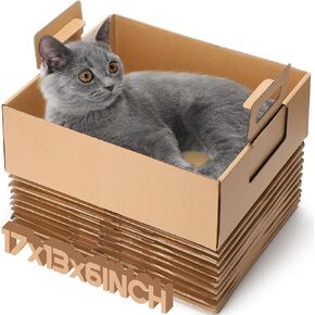 10 Pcs Disposable Litter Boxes for Cats, Travel Litter Box for Cats 17 x 13 x 6 Inches Portable Paper Toilet Tray Recycled Cardboard Waterproof, Leakproof, Foldable Kitten Hamster Rabbit