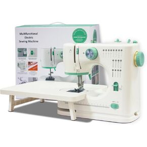 Portable Sewing Machine for Beginners, 16 Built-in Stitches and Reverse Sewing, Dual Speed Sewing Machine with Extension Table Foot Pedal