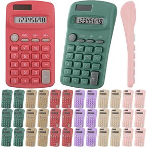 18 Pcs Pocket Size Basic Calculators Bulk for Classroom Solar Battery Dual Power Display Calculator 8 Digit Colored Basic Calculator for Kids Student School Office