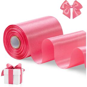 FAKILO Red Satin Ribbon 4 Inch x 22 yd Wide for Grand Opening Business Cuttings Ceremony Bow Christmas Festival Decor