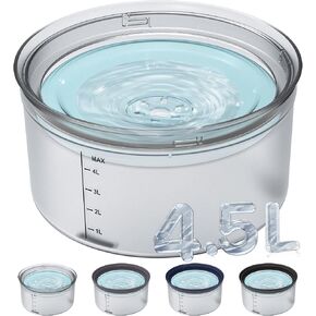 Decflow 1.2Gallon Dog Water Bowl No Spill ، 4.5l large spill proof propls with floating disk floated ، anti-splash slow dripless dripless for dropy mess by stly (clear)
