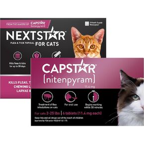 CAPSTAR Flea Treatment for Cats 2-25 lbs (6 Doses) + NEXTSTAR Flea and Tick Prevention for Cats Over 3.5 lbs (3 Doses) Bundle