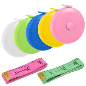 5pack شريط صغير قياس قابل للسحب ، مسطرة النسيج ، شريط قياس النسيج ، 60 "/1.5 متر زر السحب القابل للتراجع الحكام المقاييس المزدوجة مع الحكام 2pc قابلة للطي ناعمة