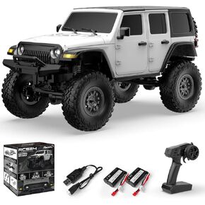 RACENT 1/24 RC Crawler 4WD Off Road All Terrain RC Monster Truck Rock Climbing with led Light Waterproof Hobby Grade Toys with 4 Batteries for Adults (White)
