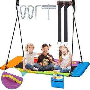 900d Oxford Anti-Sagging 60 '' TREE SWAND مع مقابض وجيب سحاب ، 800 رطل مستطيل في الهواء الطلق متأرجح للأطفال البالغين مع حبال متعددة القابلة للتعديل ، وأشرطة معلقة