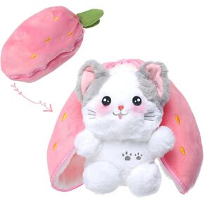 Miaodam Bunny محشوة حيوان عكسي أرنب محشوة ، أرنب الفراولة المحولة الأرنب الفخمة ، الجزرة التي تتحول إلى أرانب الأذنين ، لعبة ألعاب لطيف ، دمية ، عيد الفصح صديقة عيد الفصح