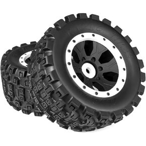 RcarmumbWow RC Truck Tires Wheels and Tires for 1/5 KRATON 8S EXB AVC 4X4 RTR,1/5 Outcast 8S EXB AVC 4X4 RTR,Pro-line Racing Badlands MX43 RC Tires,Black