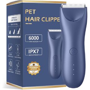 قصات الشعر الهادئة الكلب ، خفيفة الوزن 6000 دورة في الدقيقة قوية سريعة شحن الشعر مزيل الشعر مقاوم للماء أطقم القطع الكلاب للكلاب والقطط الوردي