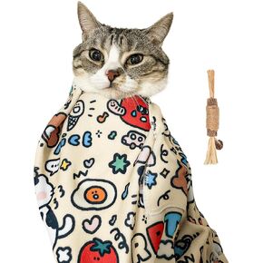 27.6" Cat Grooming Wrap,Self-Adherent Cat Wrap for Cutting Nails,Anti-Escape Cat Swaddle Wrap for Medicine,Teeth Brushing,Ear Cleaning,Multifunctional Anti-Scratch Cat Restraint Wrap Pet Tool