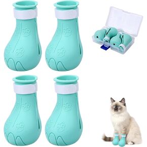 4 PCS CILICONE CAT FEET COVERS ، مضاد للخلع أحذية الأظافر القطة القطط القاسية أحذية القطط CAT CAT CAT CAT لمنع الخدش لتوريدات الحيوانات الأليفة للاستحمام حلاقة الاستحمام