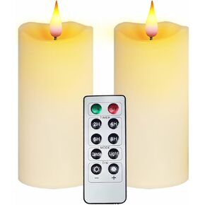 Aignis Flickering Flameless Candles Battery Operated Candles LED Candles with Remote Timer for Home/Wedding/Birthday/Holiday Decor, Cherry Blossom Pink 3D Flame Set of 3 (D3 xH4 5" 6")