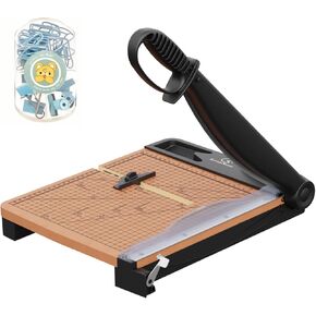 12 Inch Heavy Duty Paper Cutter, Wood Guillotine Paper Cutter & Paper Trimmer, 30 Sheets Capacity Paper Cutting Board for Classroom, Crafting, Cardstock Black