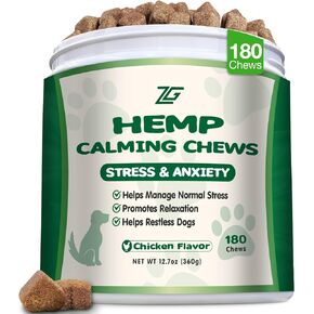 Hemp Calming Chews for Dogs - Anxiety Relief Treats Dog Calming Chews Helps with Separation, Stress Relief, Barking, Thunderstorms, Calm Dog Treats Dog Supplements 180 Soft Chews (Chicken)