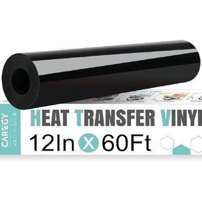 نقل حرارة Caregy Vinyl White Iron on Vinyl-12 × 60 قدم HTV فينيل لفة سهلة القطع والأعشاب الضارة لتصميم الفينيل الحراري